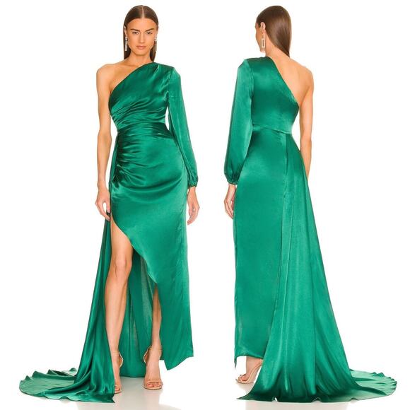 Michael Costello X Revolve Dresses & Skirts - Michael Costello x REVOLVE Heather Gown One Shoulder Asymmetrical Hem Green XS